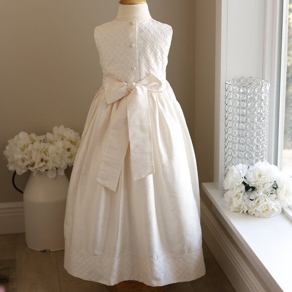 Strasburg Ivory Dupioni Silk Dress Flower Girl Special Occasion Recital Size 6 - Picture 2 of 9